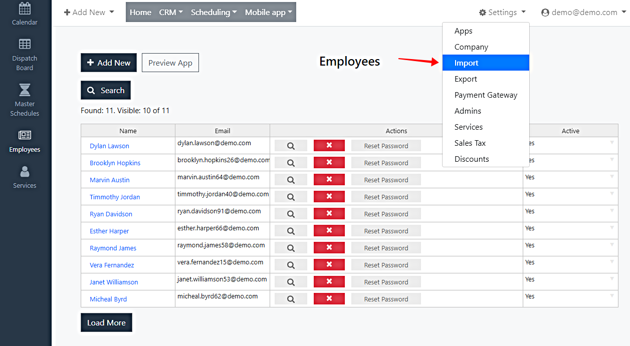 how to import a lot of employee accounts local service hero