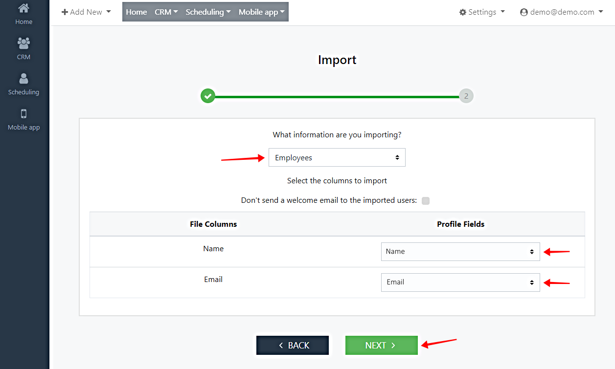 how to import a lot of employee accounts local service hero