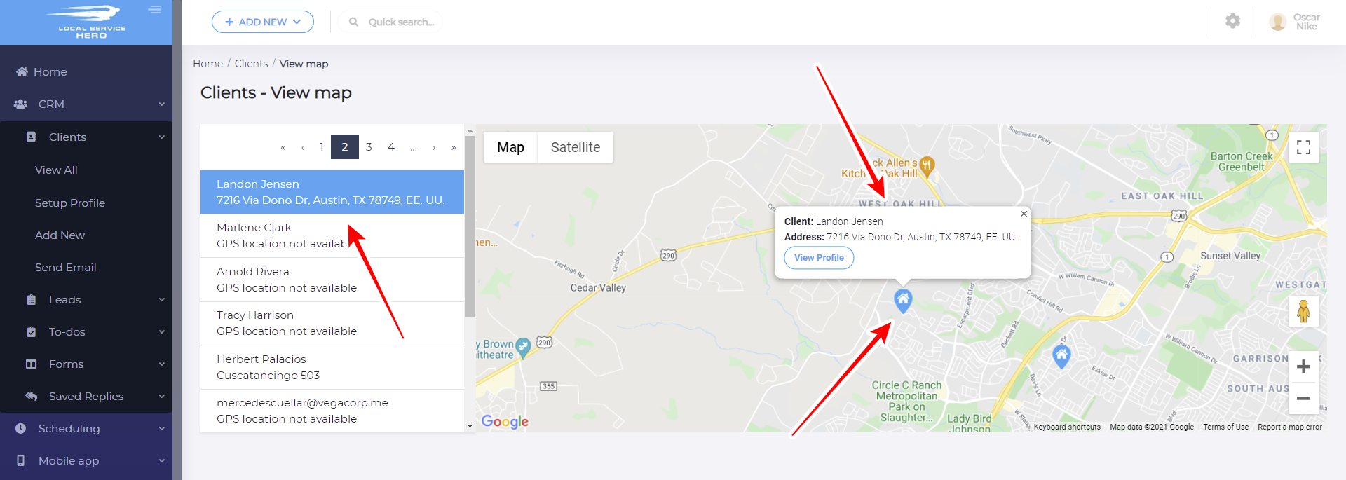 how to view your clients on a map local service hero