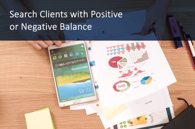 Search clients with negative or positive balance