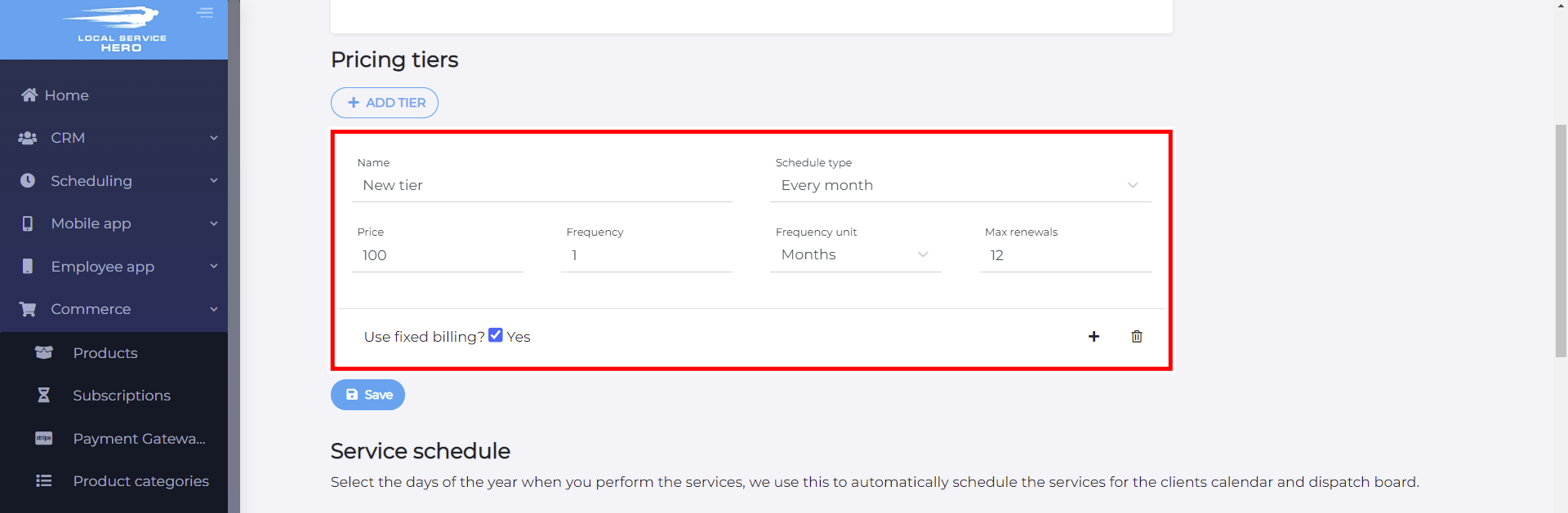 manage subscriptions local service hero